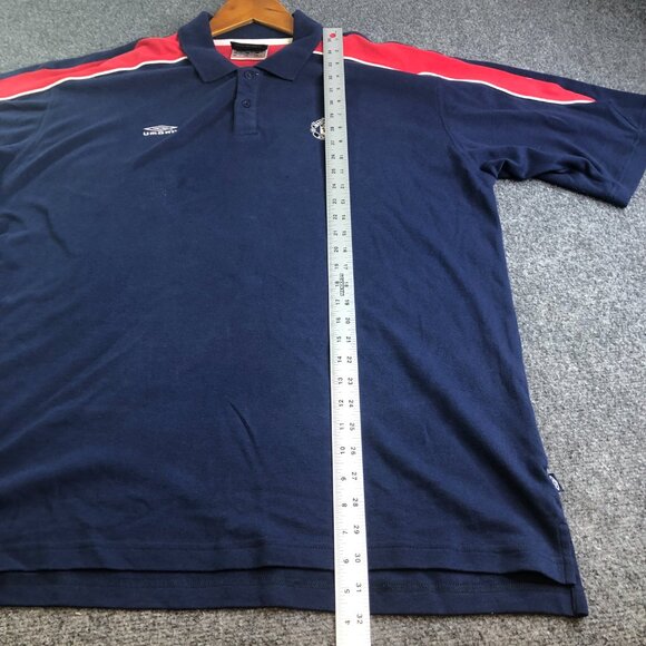 Umbro Polo Shirt Mens Extra Large Blue 90s Manchester United Soccer Vintage - Picture 5 of 10